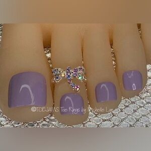 Bride’s Day Iridescent Crystal Dragonfly Toe Ring Stretch Elastic Toe Ri…